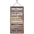Gkwa Vintage Wooden Decorative Sign, Dog Rules Home Signs Decor, 12 x 6 x 0.12 Inches, Brown & Black, Wall Mount