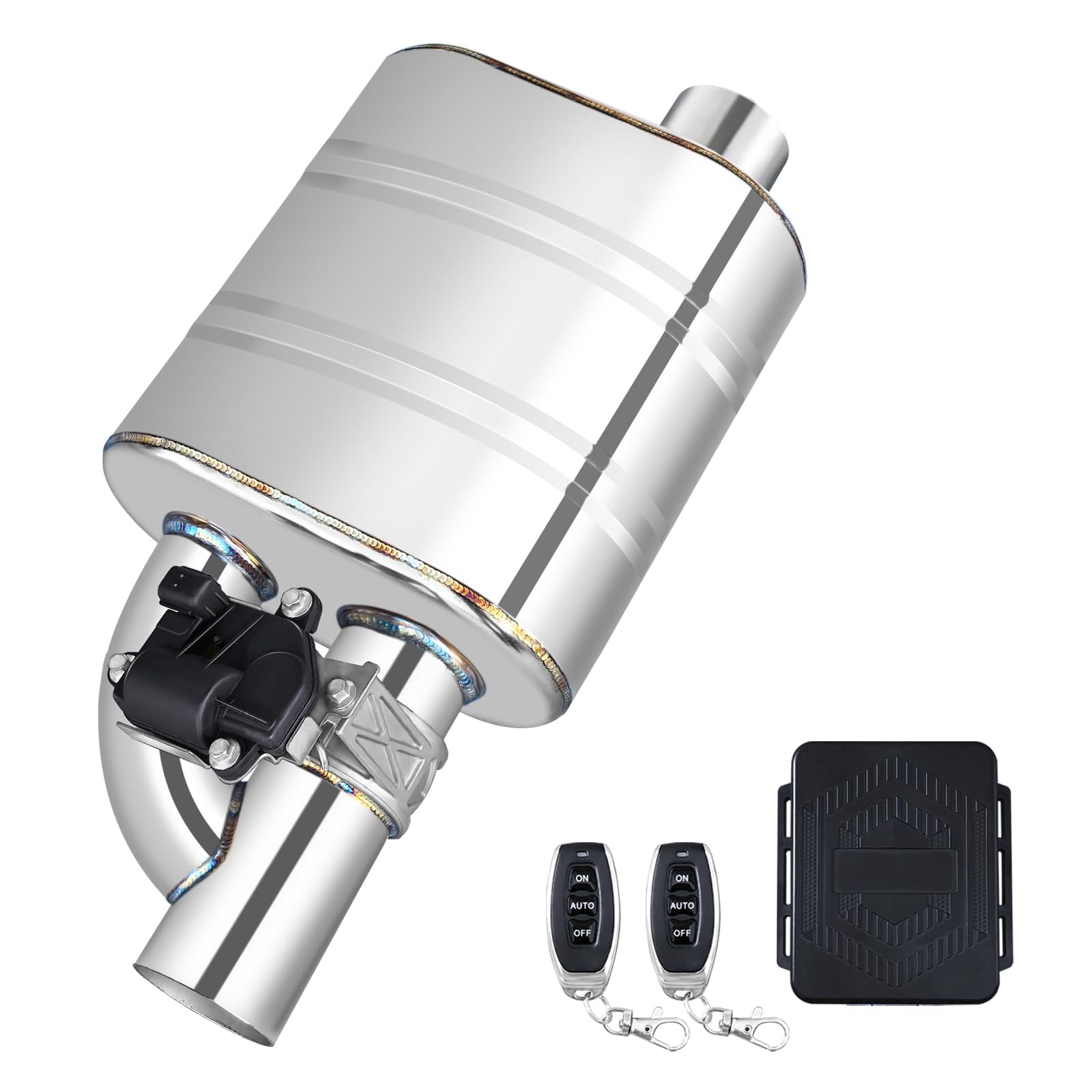 Photo 1 of 2.5 Inch Valved Muffler Electric Exhaust Cutout with Muffler Cat Back Exhaust System Kit