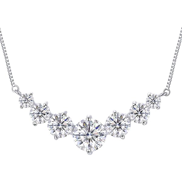 Rhodium Plated Necklace with Clear Cubic Zirconia