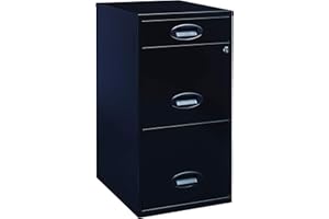 Space Solutions - 3 Drawer Fully Assembled Steel File Cabinet, Home & Small Office Use, Fits Under Most Desks, Letter-Size, Small Supply Drawer, Locking, Black