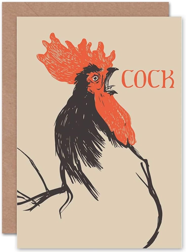 Wee Blue Coo Cock Rooster Adult Cheeky Fun Birthday Art Gift Sealed Greeting Card Plus Envelope Blank inside