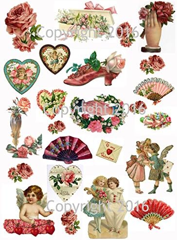 Valentine's Day Scrap Images Collage Sheet #105 for Altered Art, Scrapbooking, Design, Cards