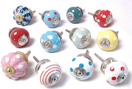 Glitknob 32 X Mixed Bright Coloured Cupboard Knobs Drawer Knobs