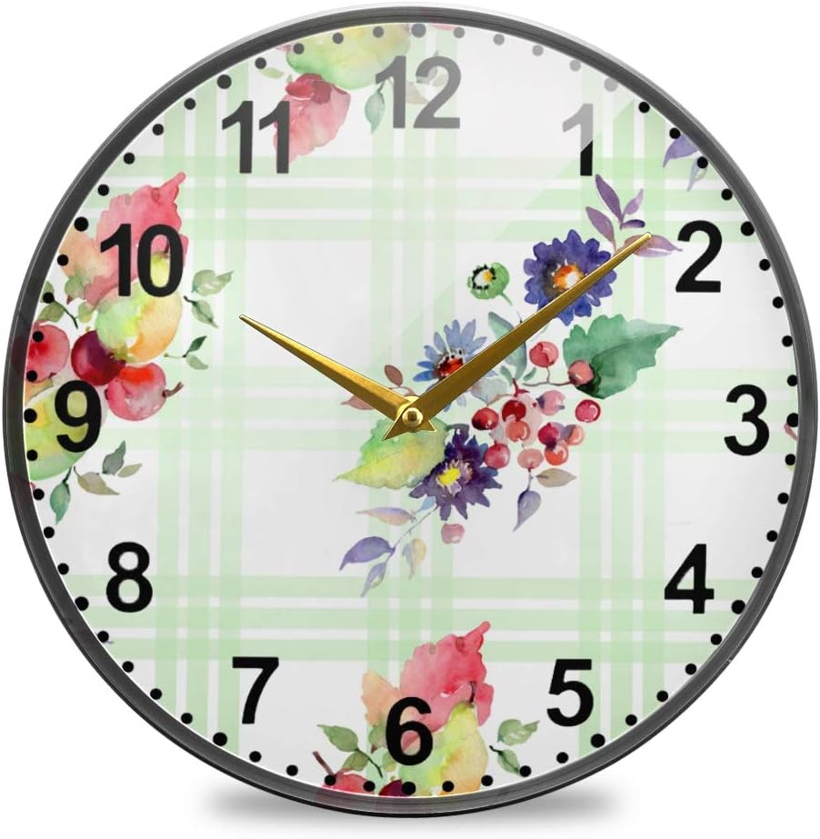 SUABO Bathroom Wall Clocks Fruit 9.5 Inch Decorative Wall Clock Non-Ticking Silent Kitchen Clock