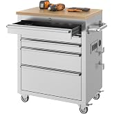 SPECRAFT 26-Inch Rolling Tool Chest with 5 Drawers | 560 Lbs Capacity, Wheels and Power Outlets, for Garage, Workshop and Home Use, Silver