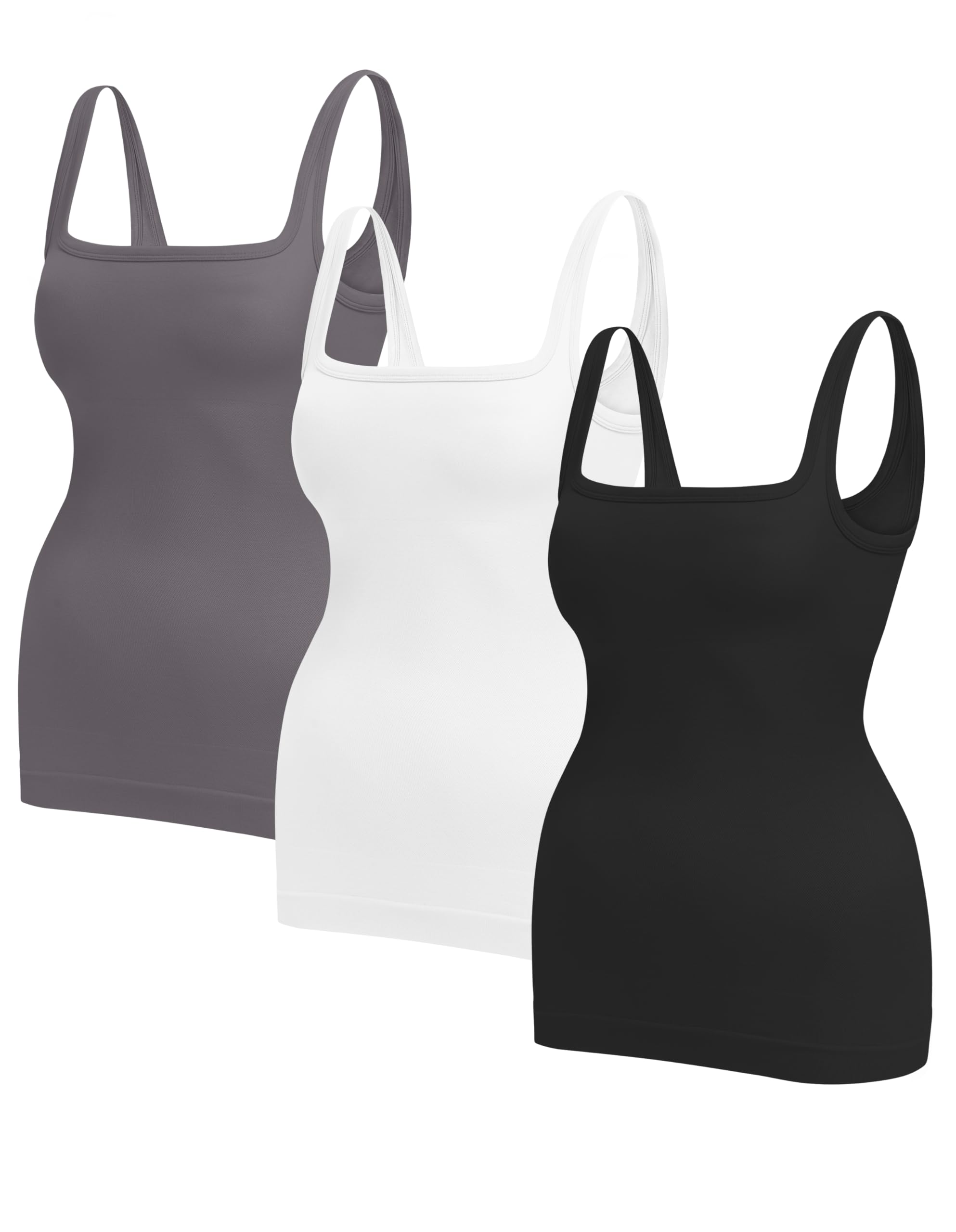 Photo 1 of * only one*EUYZOU Womens 3PK Shapewear Tummy Control Squre Neck Seamless Compression Tank Tops for Women Slimming Body Shaper Camisole, Black/White/Grey XXL