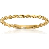 IceCarats 14K Solid Yellow Gold Twisted Rope Crisscross Stackable Ring