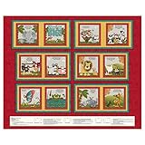 When I Am Big 36in Whimsical Animal Book Panel Red Fabric