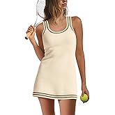 Nirovien Womens Tennis Dress with Shorts Sleeveless Athletic Romper Dress Knit Active Dresses Workout Outfits