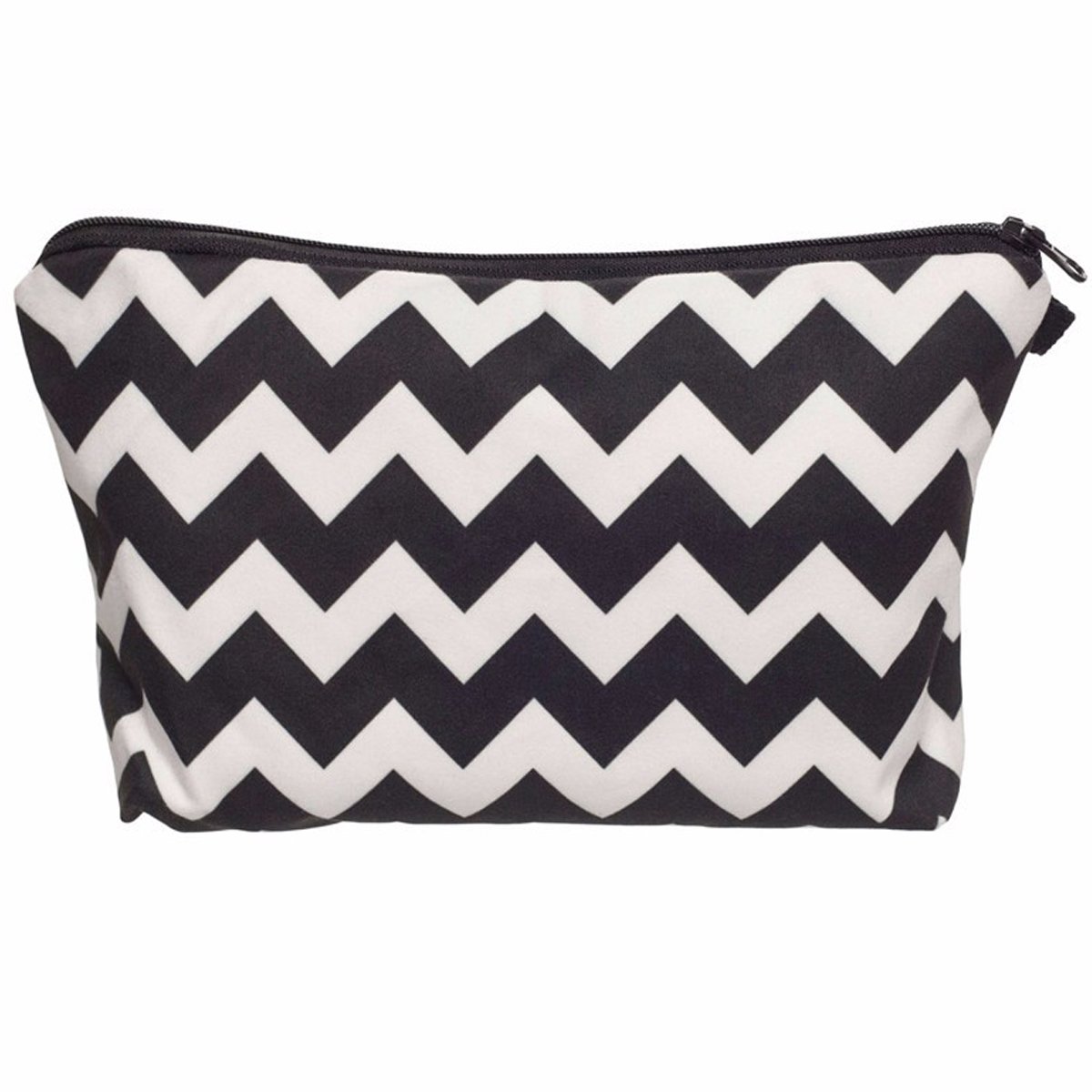 PREMYO Make-Up Pouch Cosmetic Bag Toiletry All Over Printed Design Zig Zag Fits in Handbag Ideal for Essentials Traveling Suitable as Pencil Case
