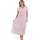 Miss Elaine Nightgown - Women's Long Tricot Nightgown, Short Flutter Sleeves, Comfortable Lightweight Fabric, Sleepwear