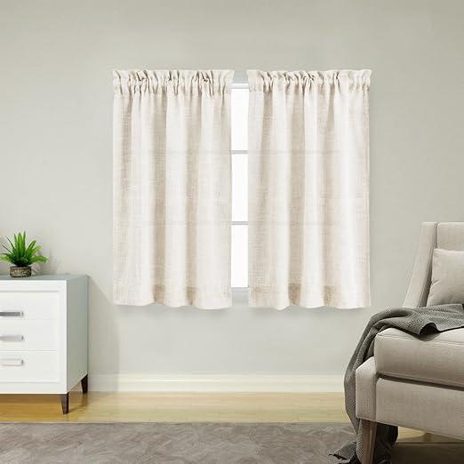 Amazon Com Cafe Curtains Linen Textured Tier Curtains For Kitchen