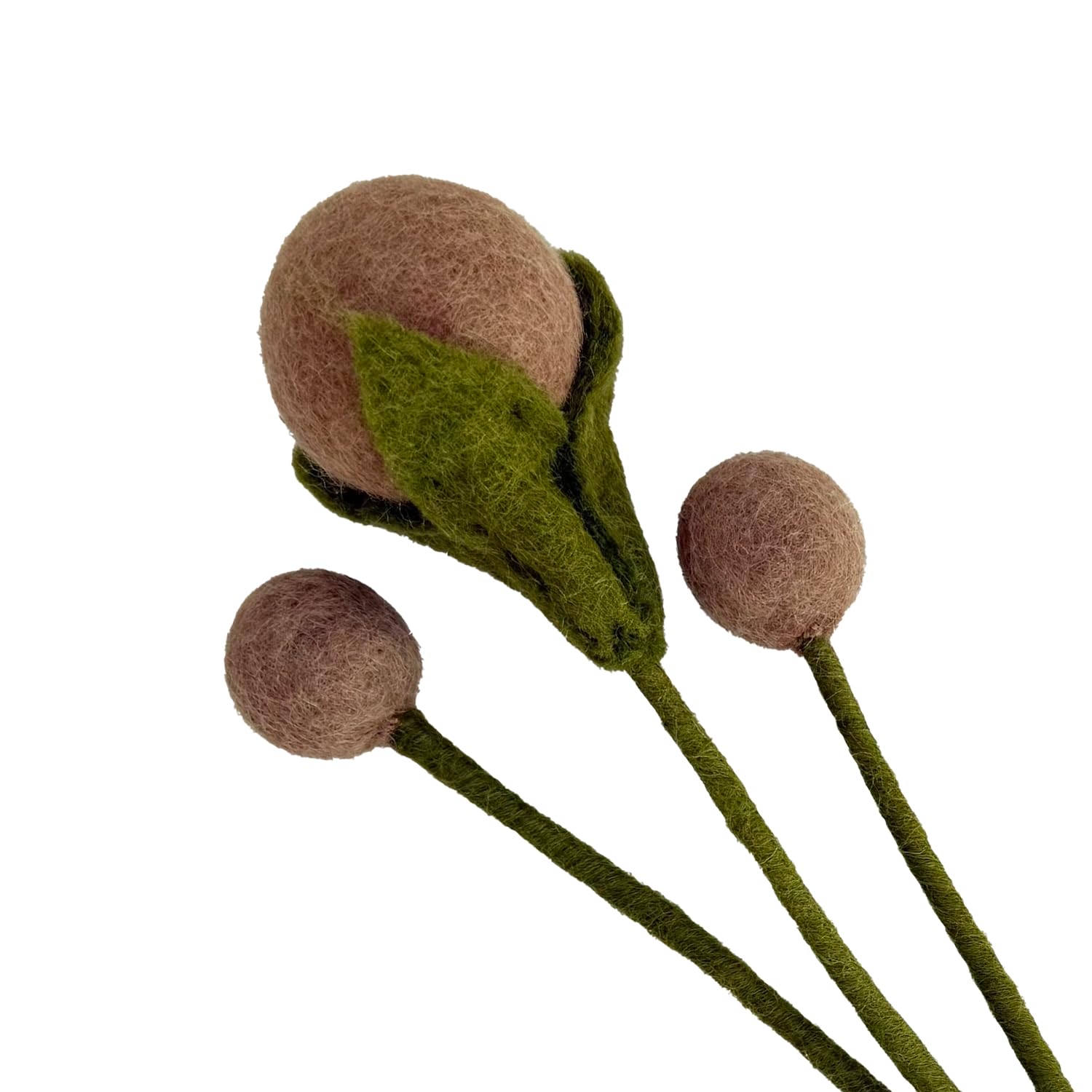 your castle Felt Flowers Handmade Decorative Flowers for Custom Creations, Sustainable Gift, Fair Trade, Realistic Artificial Flowers, Pack of 3 in Light Brown