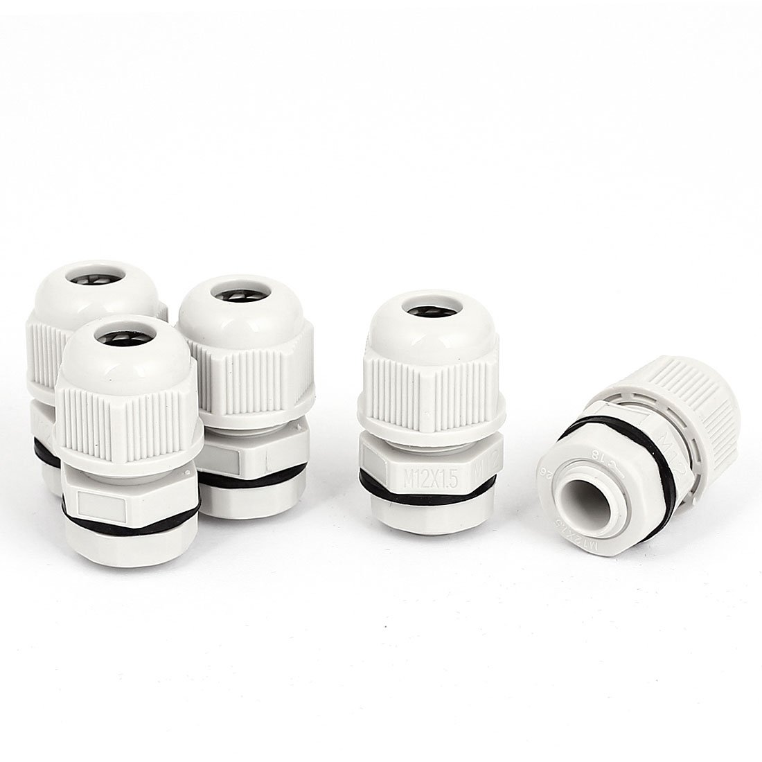 Sourcingmap M12x1.5 3-6.5mm Cable Gland Wire Fixing Connector Locknut 5 Pcs White