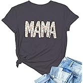 Mama Shirts for Women Retro Floral Graphic Tees Mama Letter Printed Short Sleeve Mother's Day Tshirt Mom Casual Tee Tops