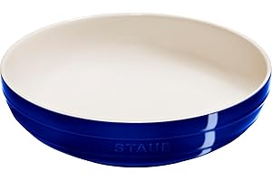 STAUB Stoneware Ramekins Ceramic 11.5-inch Shallow Serving Bowl-Dark Blue