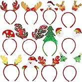 12PCS Christmas Headbands, Cute Holiday Head hat Toppers, Christmas Reindeer Head Boppers Party Hats for Party, Annual Holiday, Photos Booth