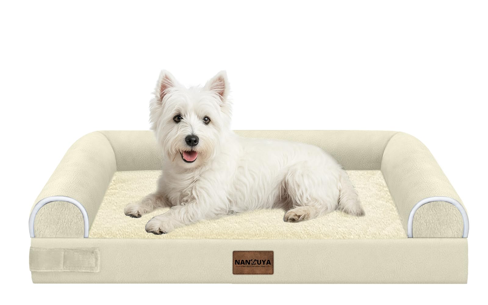 Medium Dog Bed Orthopedic Washable: Beds Bolster Medium Sized Dogs Bed Egg Crate Foam Couch Sofa Waterproof with Removable Cover - Beige Image