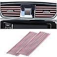 8sanlione 20PCS Car Air Conditioner Decoration Strip, Auto Air Vent Outlet Chrome DIY Trim Strips, Waterproof Moulding Bendable Protection Strip Line, Car Decor Accessories for Most Cars (Pink)