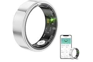 Jojovenusmall Smart Ring Health Tracker,Anillo Inteligente para Hombre,Health Rings for Women & Men,Long Lasting Batteries Sleep Ring (Silver, 7)