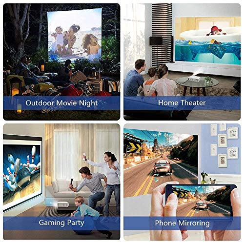 Universal Mini Projector, Multimedia Home Theater Video Projector with +21% Brightness 50,000 Hours Support HDMI VGA USB AV SD Laptop/iPad Smartphone Xbox for Movie Game Party(2018 Upgraded) (White) - Thumbnail 4