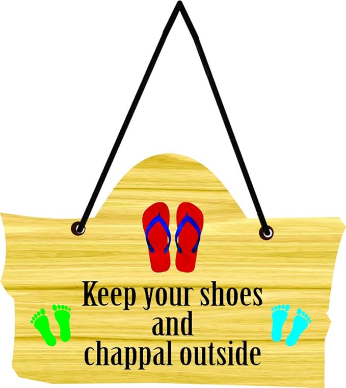 CVANU Keep Your Shoes & Chappal Outside Wooden Wall Hanging/Door for