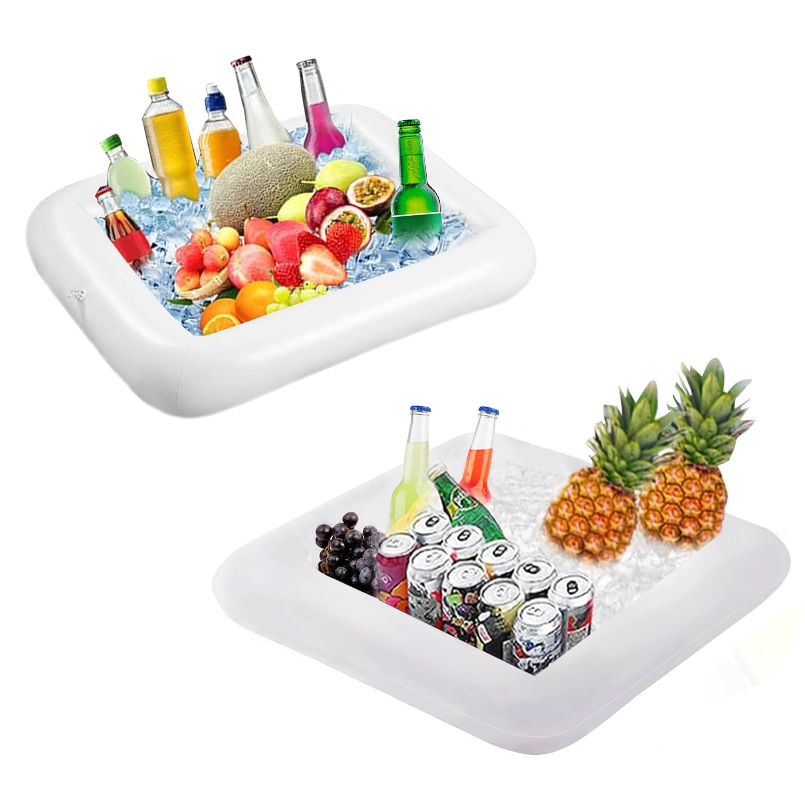 Photo 1 of 2PCS Inflatable Ice Serving Buffet Bar - BBQ Picnic Pool Party Supplies Buffet Salad Food & Drinks Tray for Party Picnic & Camping (23.6 inches)