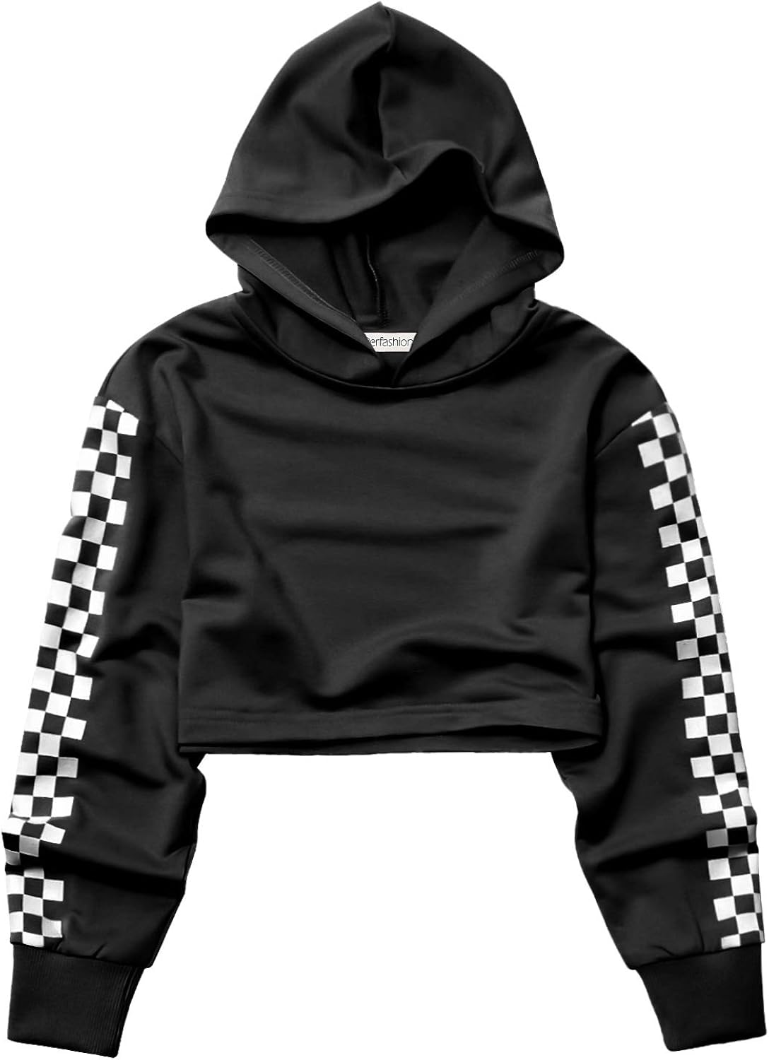 Kids Girls Leather Plaid Long Sleeve Crop Top Hoddie Cropped Sweatershirts: Clothing