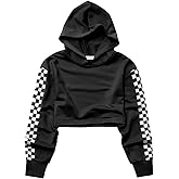 Kids Girls Leather Plaid Long Sleeve Crop Top Hoddie Cropped Sweatershirts