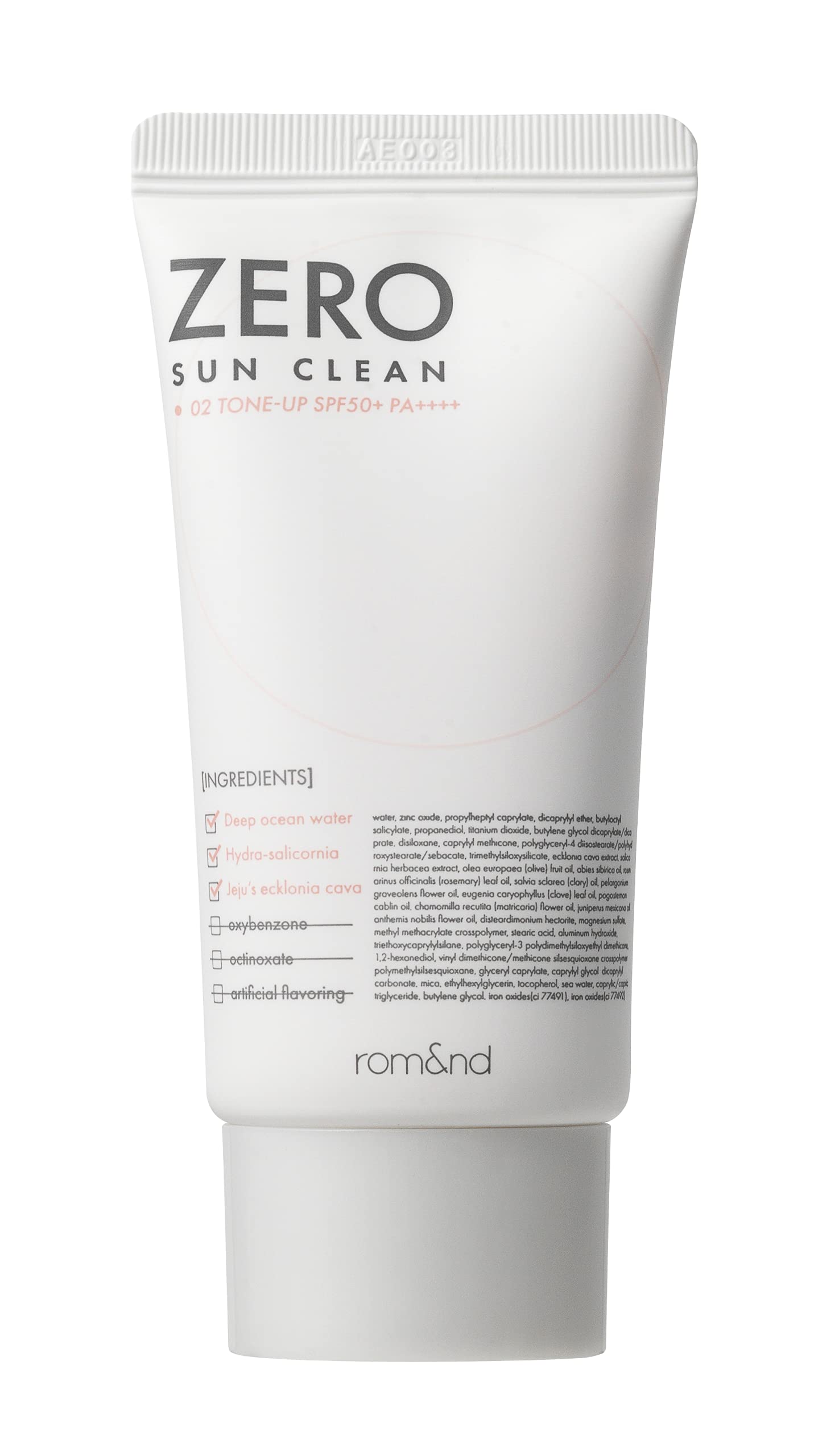 rom&nd ZERO SUN CLEAN 2 Types ㅣSPF 50+ PA++++ SunscreenㅣNon-Greasy, No White Cast, Soft Finish, Powerful UV Protection, Moisturizingㅣ50ml 1.69oz (02 Tone Up)