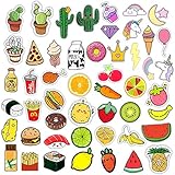 MJartoria 50 PCS Pins for Backpack Cute Cartoon Acrylic Fruit Brooch Lapel Aesthetic Badge Pin Set for Clothing Bags