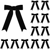 Meseey 12 Pcs Black Velvet Bows with Twist Tie 3.5 Inch Pre-Tied Vintage Christmas Velvet Ribbon Bows for Treat Bags Gift Wrapping Basket Wedding Baby Shower Brithday Party