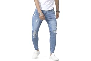 HUNGSON Men's Ripped Skinny Jeans Stretchy Slim Fit Jeans Pants for Men
