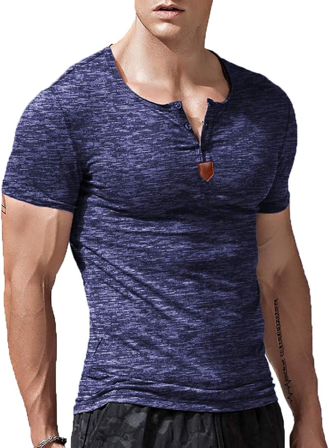 mens slim fit short sleeve henley