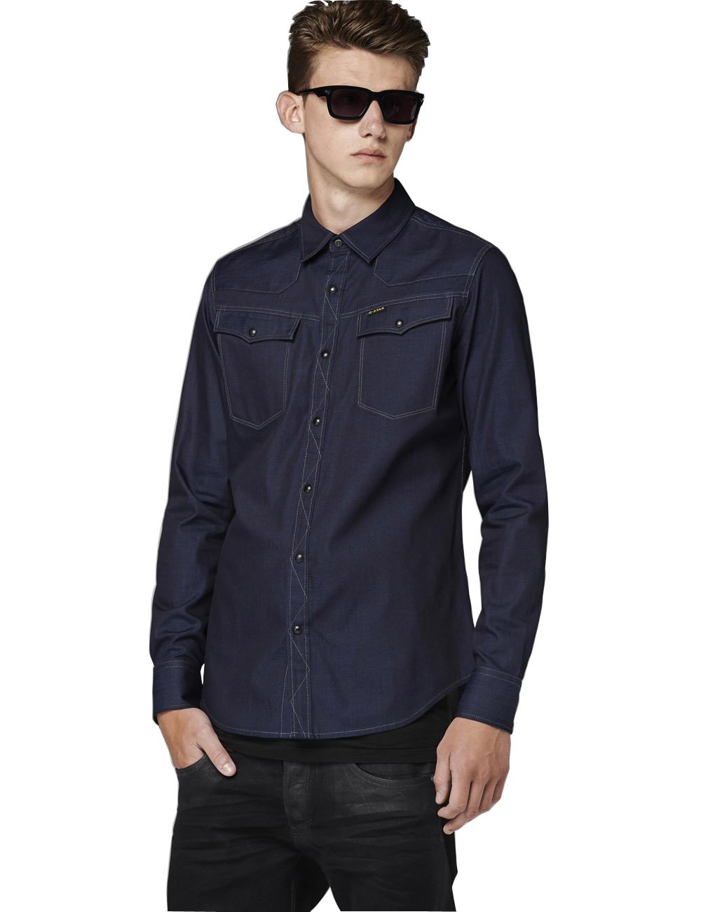 G Star Baby Boys' Long Sleeve Shirt Blue raw - Blue - XL