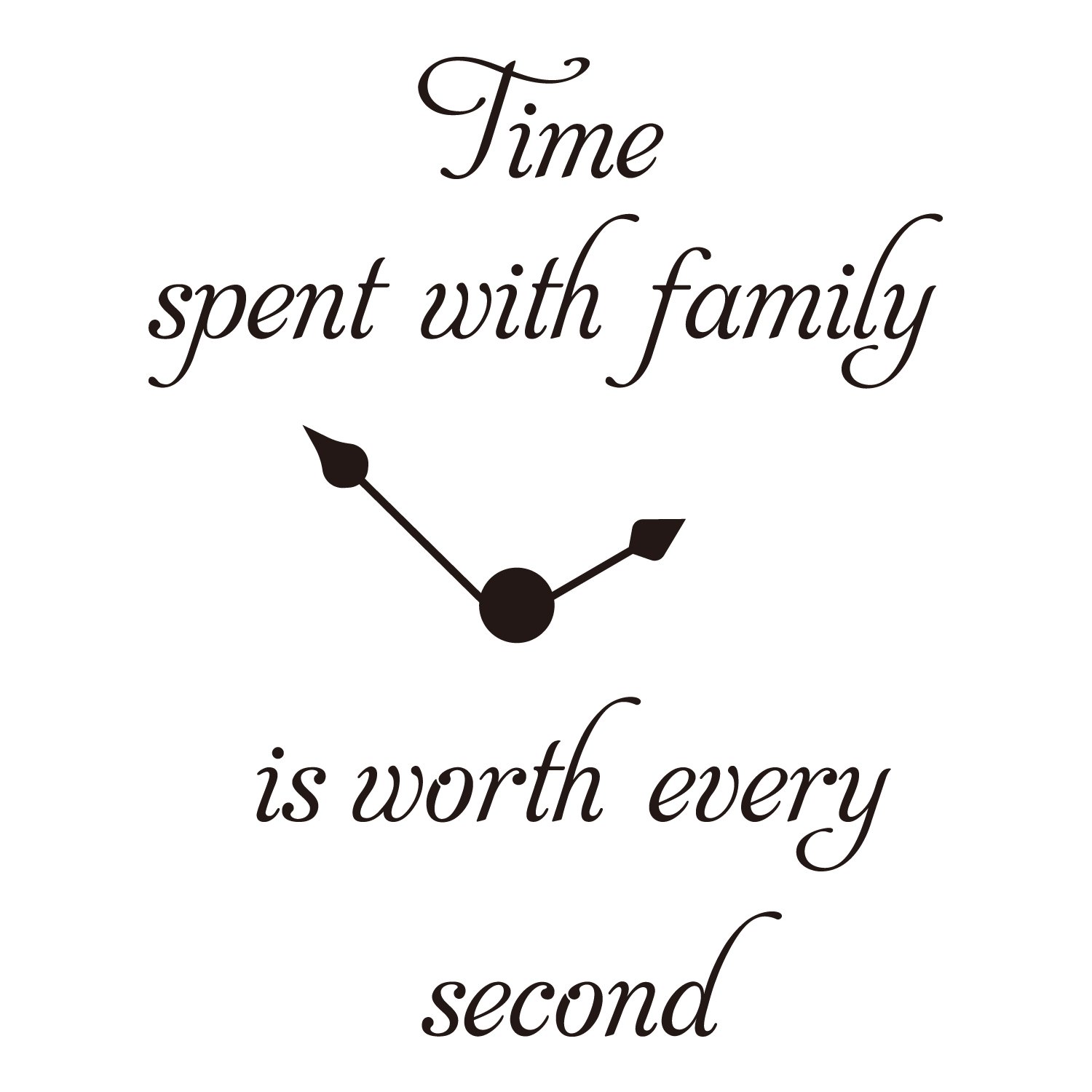 ZSSZ Time Spent with Family is Worth Every Second Clock Decal Vinyl Wall Sticker Room Décor Words