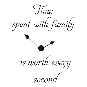 ZSSZ Time Spent with Family is Worth Every Second Clock Decal Vinyl Wall Sticker Room Décor Words
