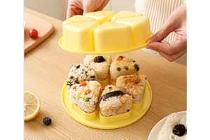 RivGld 6 in 1 Onigiri Mold for Making & Storing Sushi - Non-Stick Rice Ball Mold for Triangle, Once Quickly Make 6pcs,Seaweed