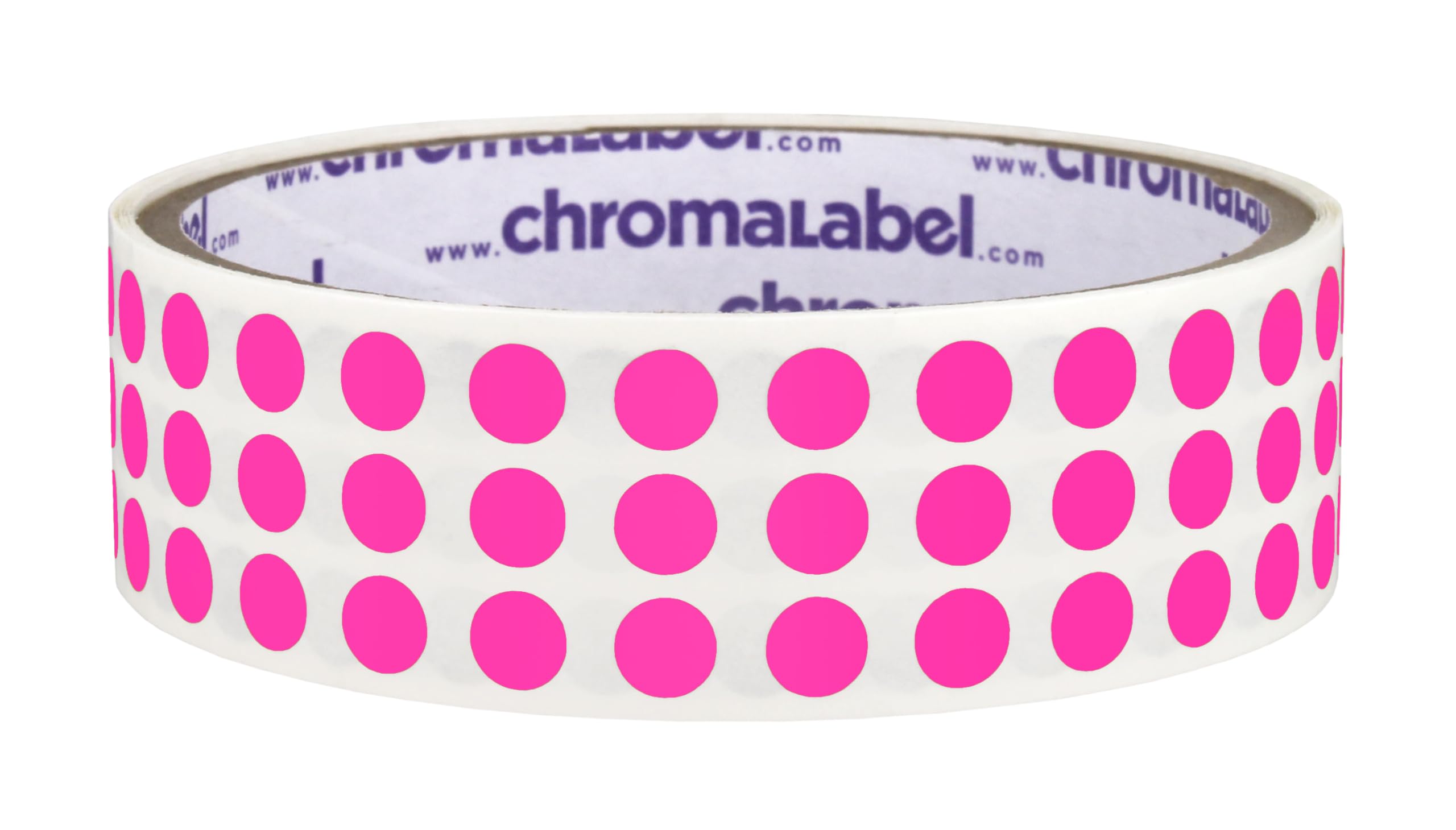 ChromaLabel 6.35mm (1/4 Inch) Round Permanent Color-Code Dot Stickers, 1000 per Roll, Fluorescent Pink