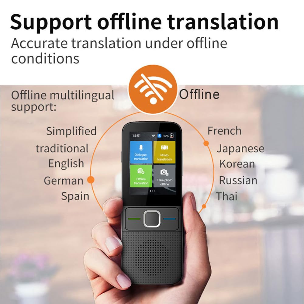 Language Translator Device, Portable Instant Language Translator Support WiFi/Bluetooth/Offline Two- Way Real Time Online 137 Languages with 2.4 Inch Touch Screen Recording Smart Translator
