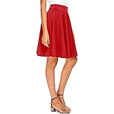 Urban CoCo Women's Basic Midi Skirt Versatile Stretchy Flared Casual High Waisted Skirt