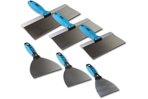 OX TOOLS OX Pro 6-Piece Full Drywall Taping Plastering Joint Knife Set with Ox Grip Handles - 4" 5" 6" 8" 10" 12"