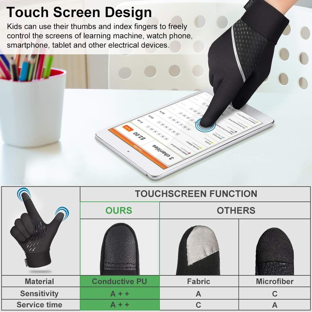 VBIGER Kids Winter Touchscreen Anti-slip Sports Running Cycling Gloves for Boys Girls Aged 6-12: Clothing