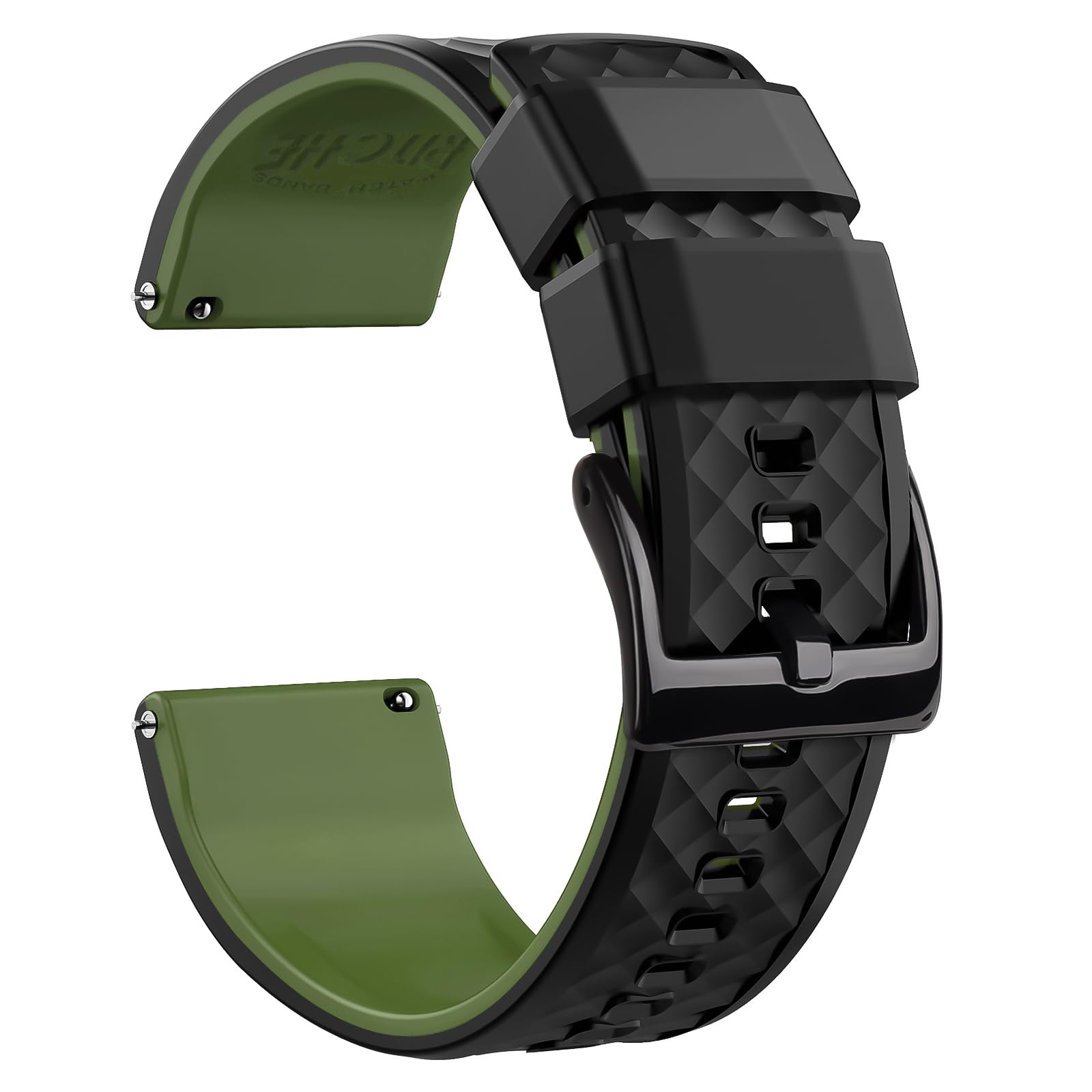 Ritche Christmas Gift Silicone Watch Bands 18mm 20mm 22mm 24mm Quick Release Rubber Watch Bands for Men, White Elephant Gifts, Stocking Stuffers For Men, Black / Army Green / Black, 24mm, Army