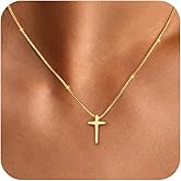 Carffordo Cross Necklace for Women Non Tarnish - Dainty 14K Gold/Silver Plated Cross Infinity Pendant Charm Necklaces Simple Religious Jewelry