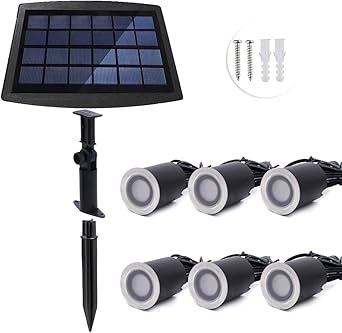ONLT LED Solar Einbaustrahler,6 PCS LED IP67 3000K Solar