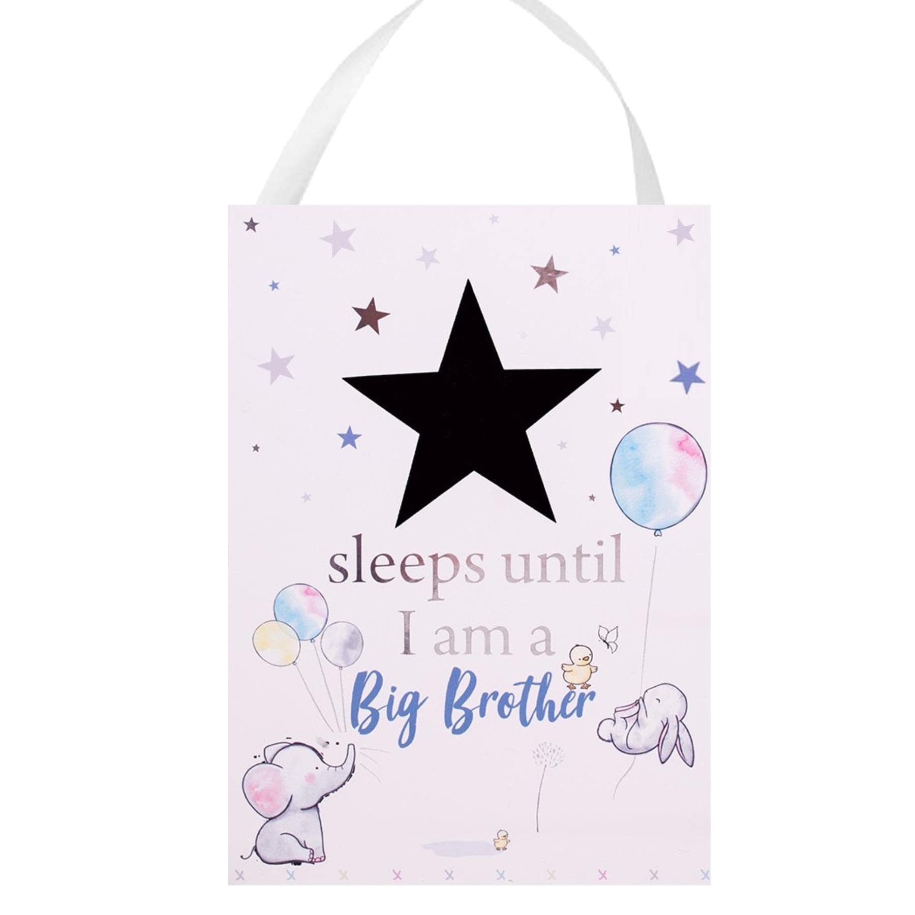 RSW International Baby Countdown Hanging Plaque 'Sleeps Until I'm a Big Brother' - Plastic, 20cm x 14cm