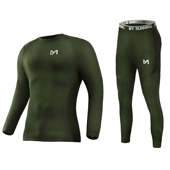 MEETYOO Thermounterwäsche Set Herren, Lange Funktionswäsche Atmungsaktiv Unterwäsche Sport Kompressionsanzug für Workout Skif
