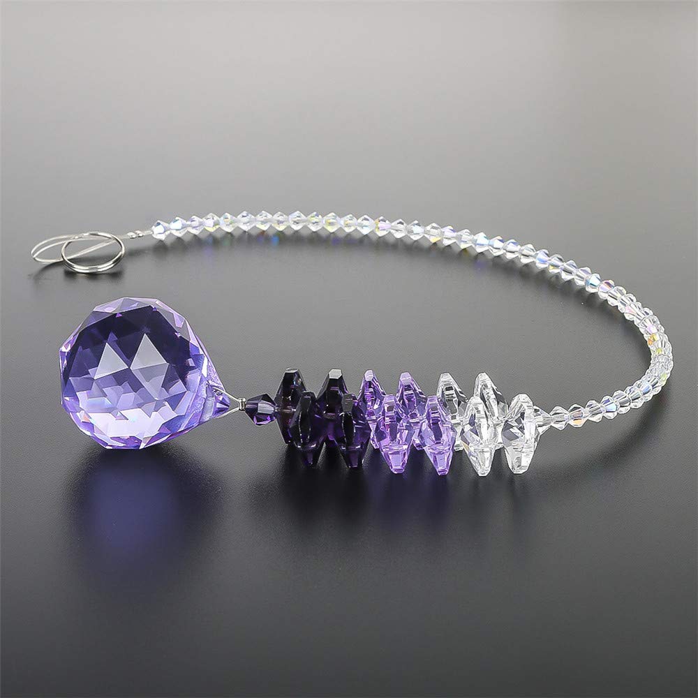 WEISIPU Crystals Ball Prisms Suncatcher Hanging Ornament Chakra Crystals Rainbow Maker Crystal Pendants for Home, Wedding, Garden Decoration(Purple)