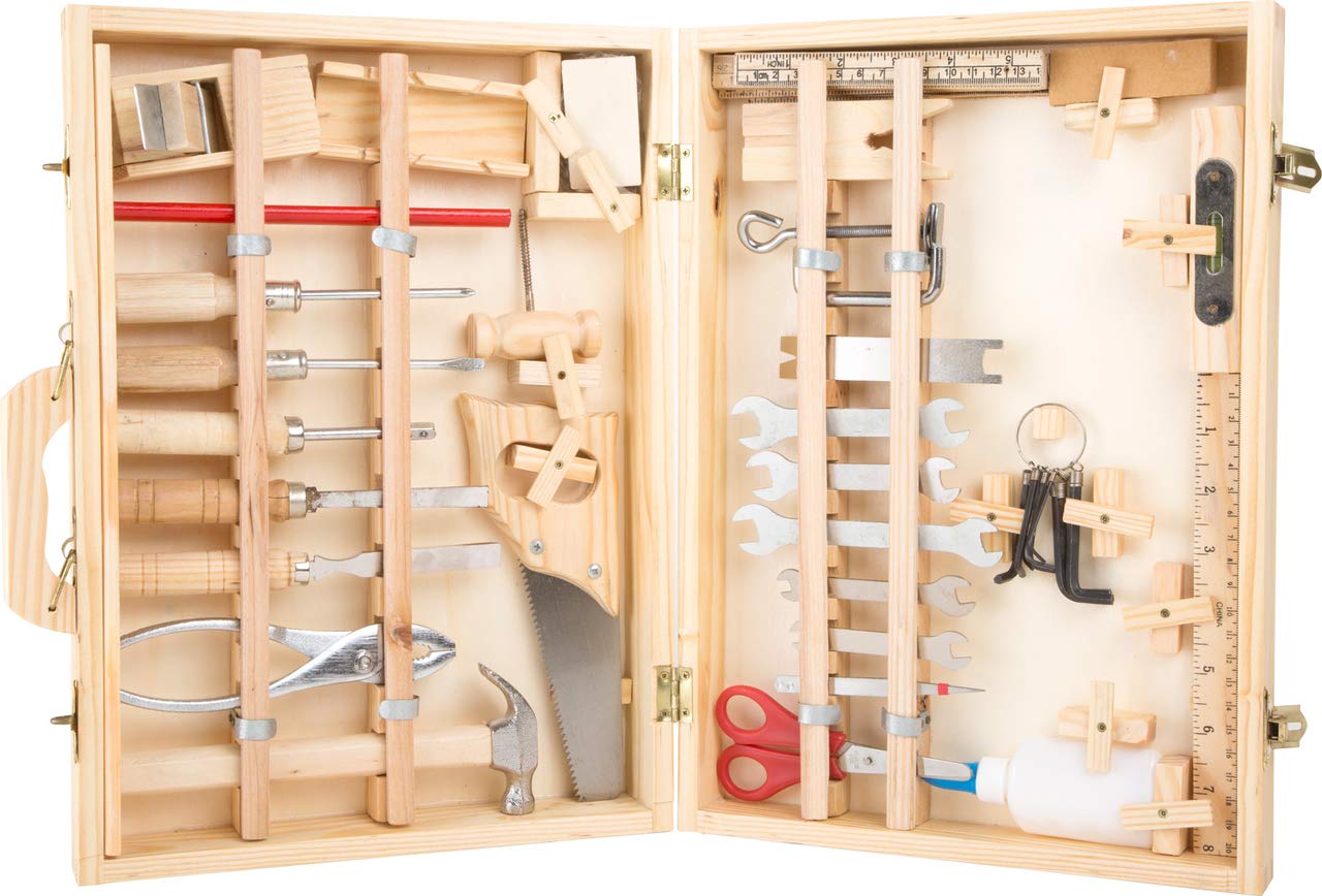 small foot 2241 childrens play Tool case "Deluxe" made of wood, with accessories, like hammer, saw, plane etc., 48 pcs — image 1